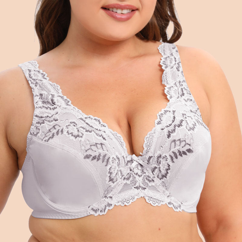 Freedombeauty | Lace Edge Ultra-Thin Bra plus Size Underwear European and American Style Big Chest Small