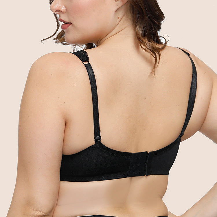 Freedombeauty | Lace Untra Thin Push up Bras Steel Ring plus Size Girl's Underwear Big Chest Display Little European and American Style New Bra Bra M