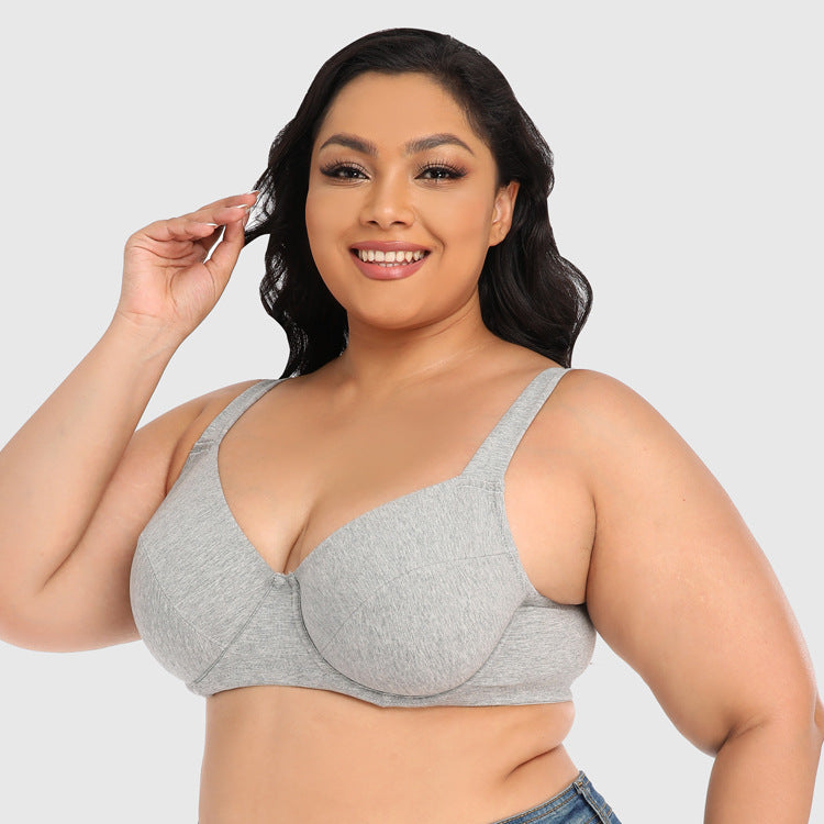 Freedombeauty | 2021 New Ultra-Thin Fine Cotton Boutique Wide Shoulder with Steel Ring plus Size Bra European and American Printed Underwear