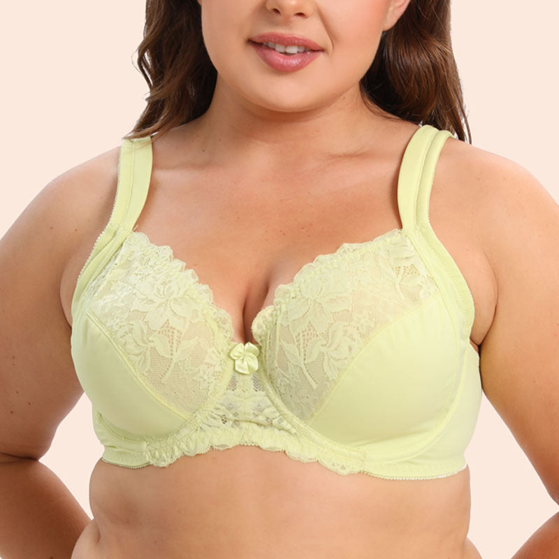Freedombeauty | Sponge Sandwich Shoulder Strap Lace Edge with Steel Ring Ultra-Thin plus Size Bra Big Chest Look Fat Girl European and American Underwear CDE