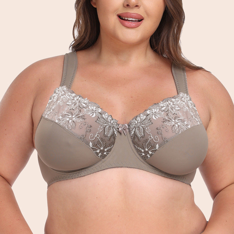 Freedombeauty | European and American Style Lace Edge Ultra-Thin with Steel Ring Translucent plus Size Bra Female Plump Girls Underwear 75-105cdef