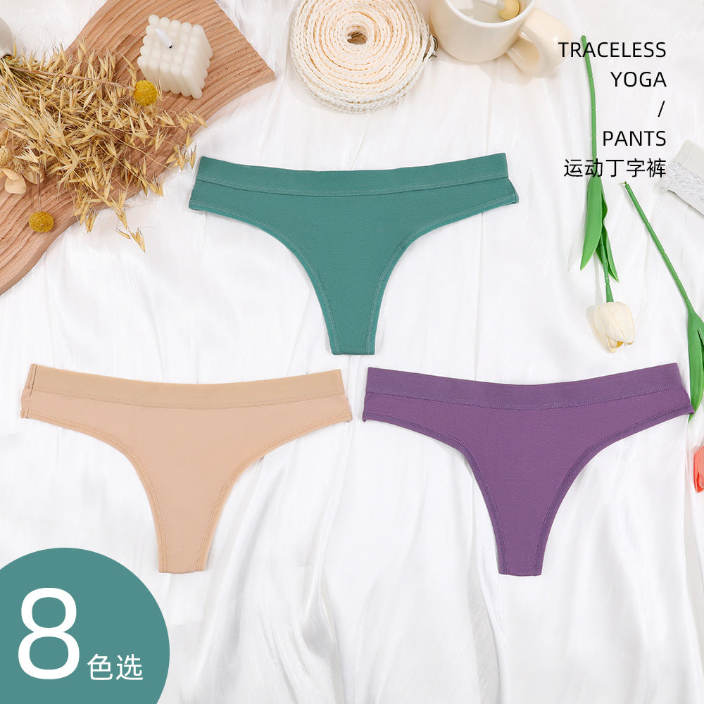 Freedombeauty | Solid Color plus Size Underwear Women's Cotton European and American T-Back Sexy Seamless Breathable Pure Desire Women's Briefs