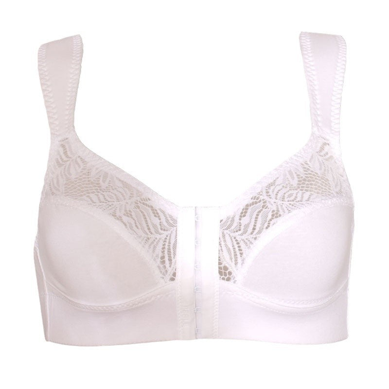 Freedombeauty | Wireless Ultra-Thin Lace Stitching White Front Buckle plus Size Bra European and American Ladies Underwear 75a-120d
