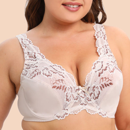 Freedombeauty | Lace Edge Ultra-Thin Bra plus Size Underwear European and American Style Big Chest Small