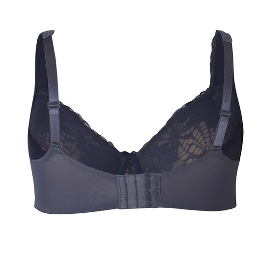 Freedombeauty | Dark Blue Full Cup plus Size Bra Thin Padded Cup Widened Shoulder Strap Sponge-Free Breasts Contracting Bra Bra