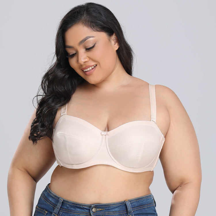 Freedombeauty | Sponge-Free Ultra-Thin Non-Slip Bra Undergarment Underwear Summer Versatile Big Chest Show Little European and American Style Bra DEFG Cup