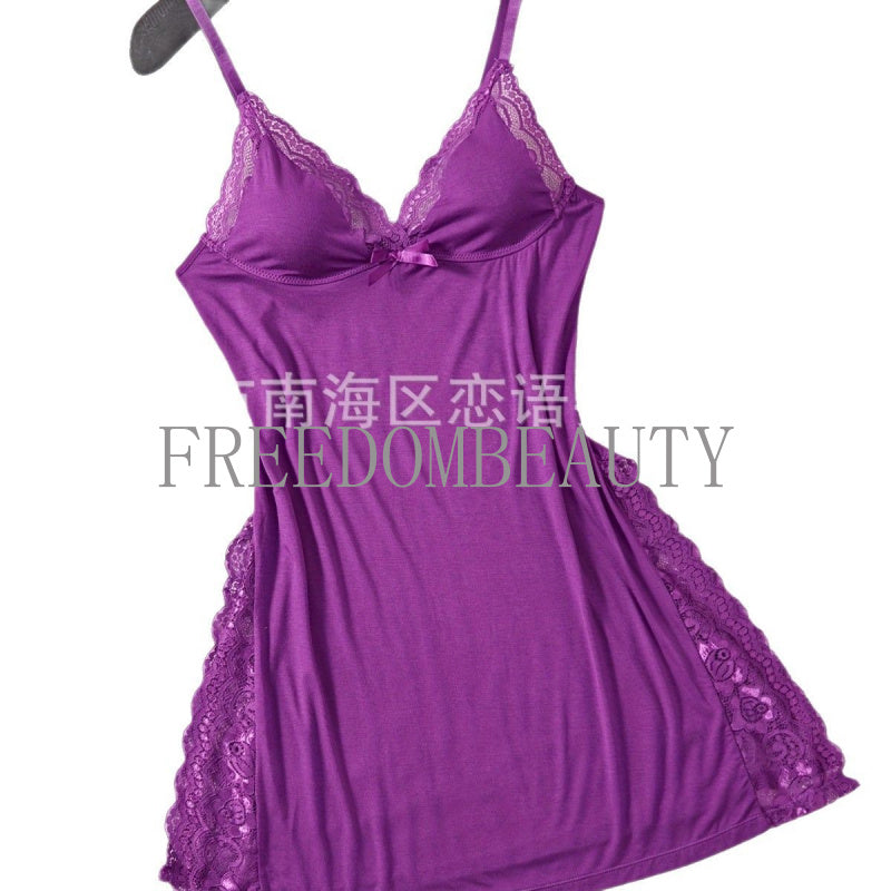 Freedombeauty | Charm Temptation Fashion Pure Desire Style Cute Lace Stitching Sexy Stretch Women's Pajamas Nightdress