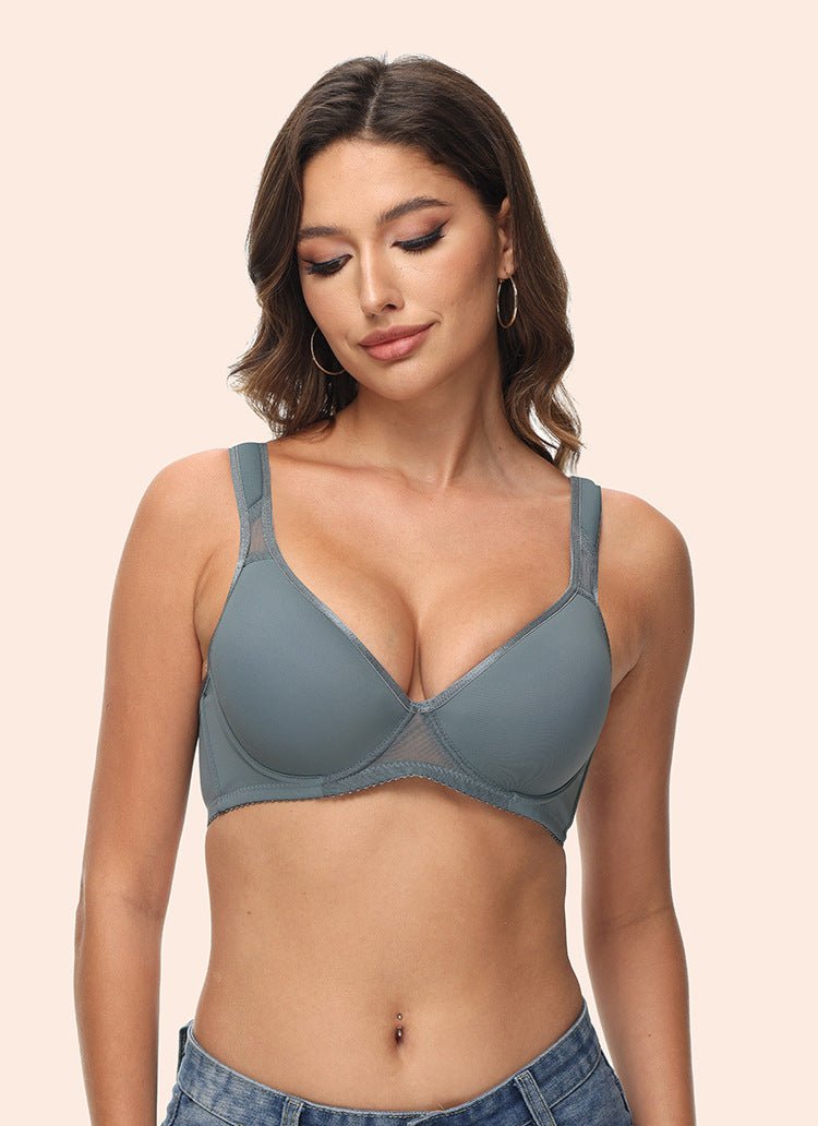 Freedombeauty | Widened Shoulder Strap Thin Cup Sponge Solid Color Summer T-shirt Bra All-Match Underwear Bra European and American 34-40bcd
