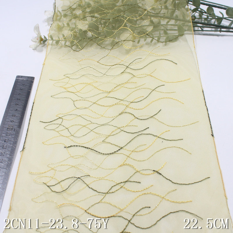 freedombeauty|Yellow Multi-Wave Line Mesh Embroidery 22cm Curtain Sofa Cushion Lace Trim DIY Accessories