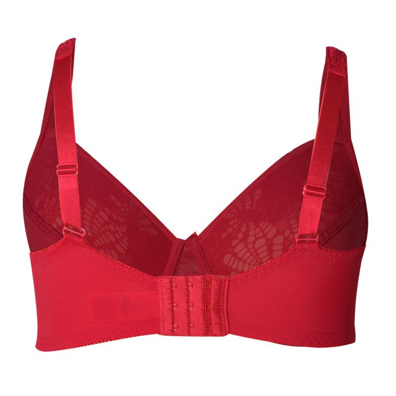 Freedombeauty | Big Chest with Steel Ring and Small Push up Red plus Size Underwear for Birth Year Ultra-Thin Lace Bra 85d-105f