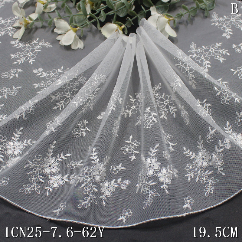 freedombeauty|White Mesh Polyester Thread Small Floral Delicate Straight Edge Embroidery Trim Accessories for Clothing Handmade DIY