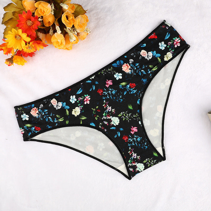 Freedombeauty | Printed Underwear Women's Cotton Bottom-Grade Low Waist Sexy Shorts Pattern Traceless Ventilation Briefs