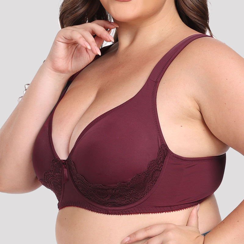 Freedombeauty | Sponge-Free Ultra-Thin European and American Full Cup Wide Shoulder Strap plus Size Bra CD Cup Big Chest Slimming Underwear for Plump Girls