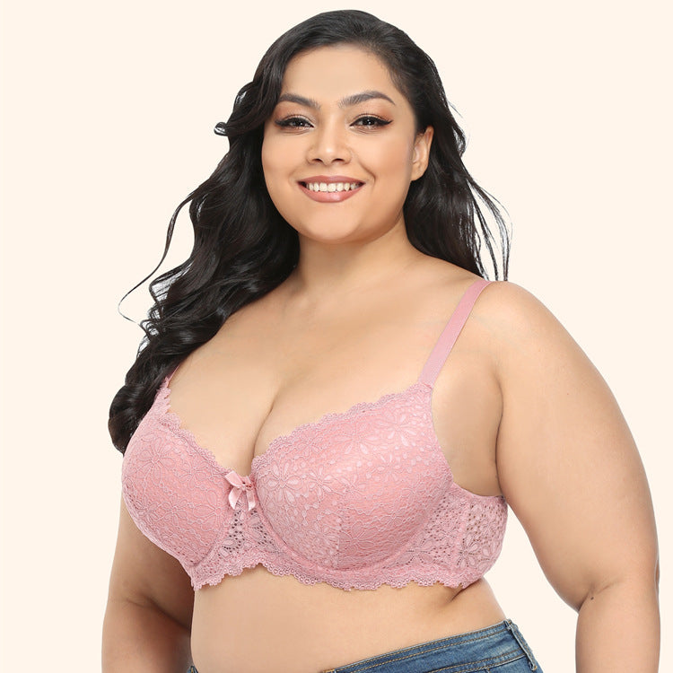 Freedombeauty | New Underwear with Steel Ring Lace Thin Fat Sister plus Size Bra Gathered Full Cup