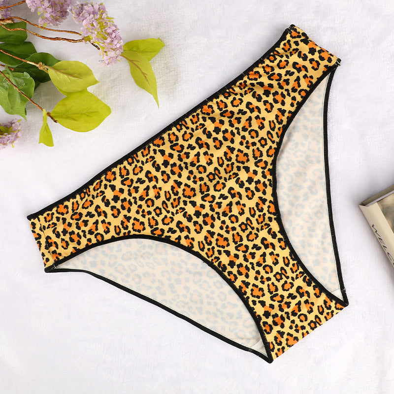 Freedombeauty | T-Back Women's High-Elastic Butterfly Print Leopard Print Low Waist Pure Cotton Underwear Bamboo Velvet Comfortable Hip Lift