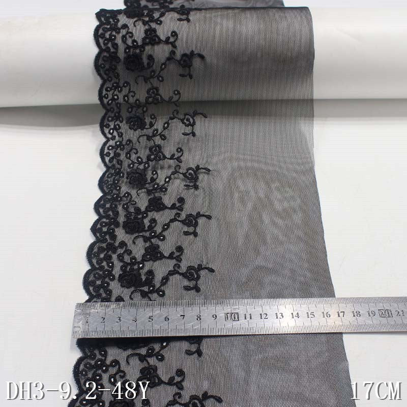Freedombeauty | Black Single Side Small Flower Embroidery Pattern Lace DIY Handmade Curtain Sofa Cushion Accessories Lace