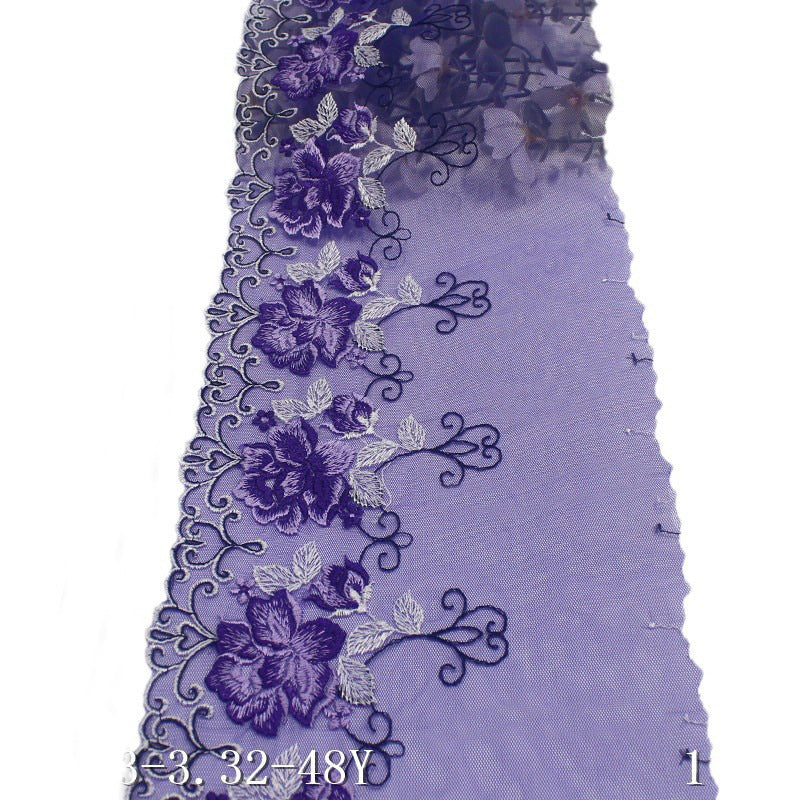 Freedombeauty | Blue Grenadine Unilateral French Two-Tone Flower Embroidery Lace Clothing Home Textile Lace Accessories