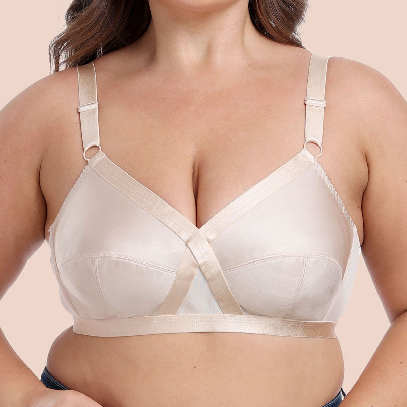 Freedombeauty | Satin Ultra-Thin plus Size Bra Wireless European and American Underwear Bra Female 80bcdefg-120bcdeeefg