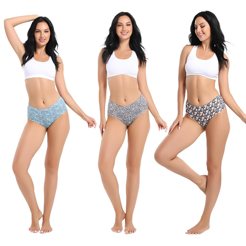 Freedombeauty | New Printed Underwear Women's Sweet and Comfortable Butterfly Pattern Cotton Bottom Grade High Waist Shaping Briefs