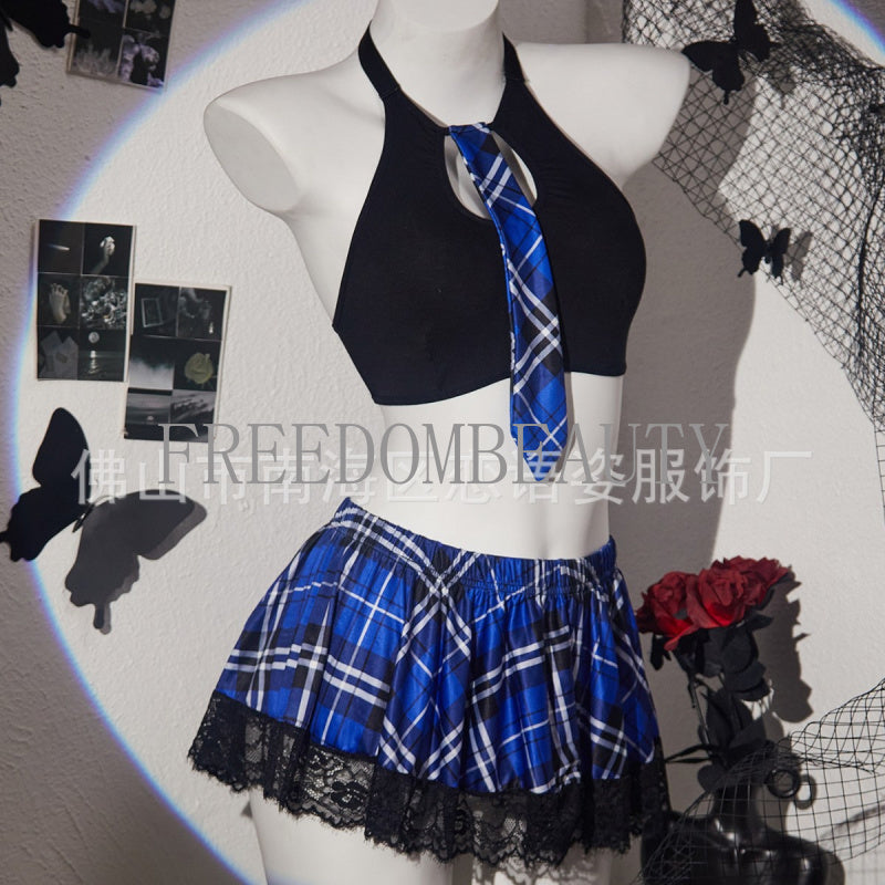 Freedombeauty | Popular Pajamas Home Wear Charming Temptation Women's Underwear Nightdress Plaid Suit
