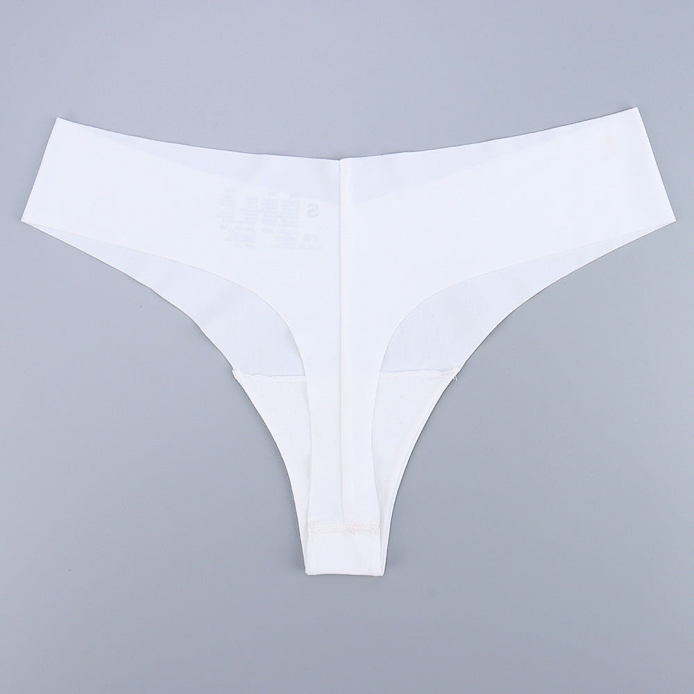 Freedombeauty | Seamless T-Back Women's Sexy Comfortable Low Waist Briefs Nude Feel Sewing Ice Silk Girls' Breathable Underwear in Stock