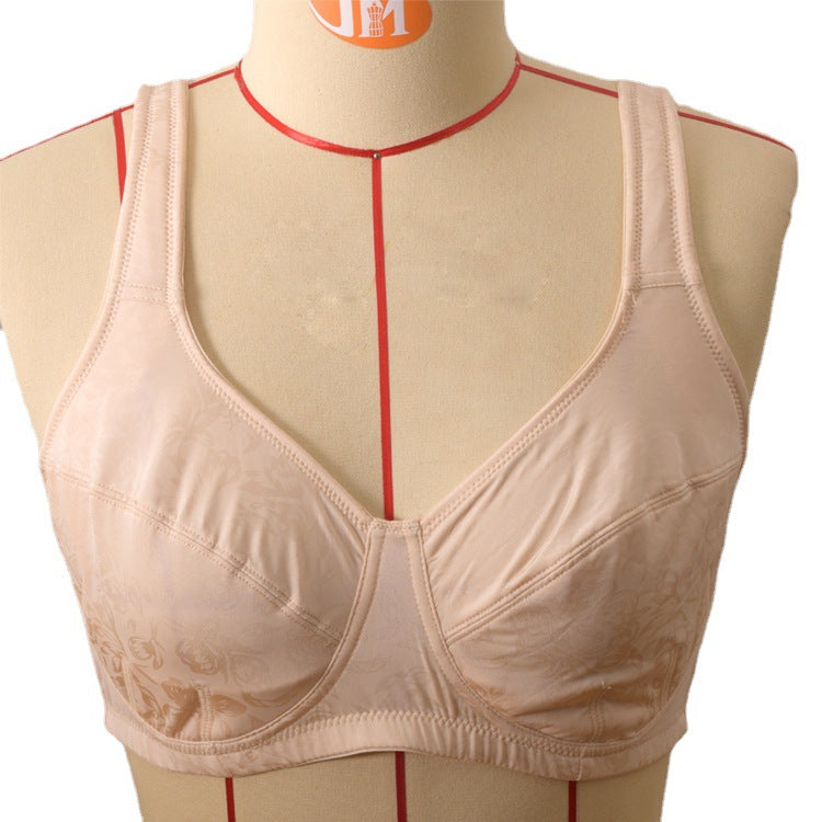 Freedombeauty | Wireless Brushed Pad Wide Shoulder Strap Full Cup plus Size Bra High-End Printing European and American Ultra-Thin Underwear De