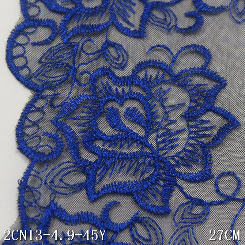Freedombeauty | Black Mesh Bilateral Vintage Flower Embroidery Lace Clothing Home Textile 27cm Lace Accessories