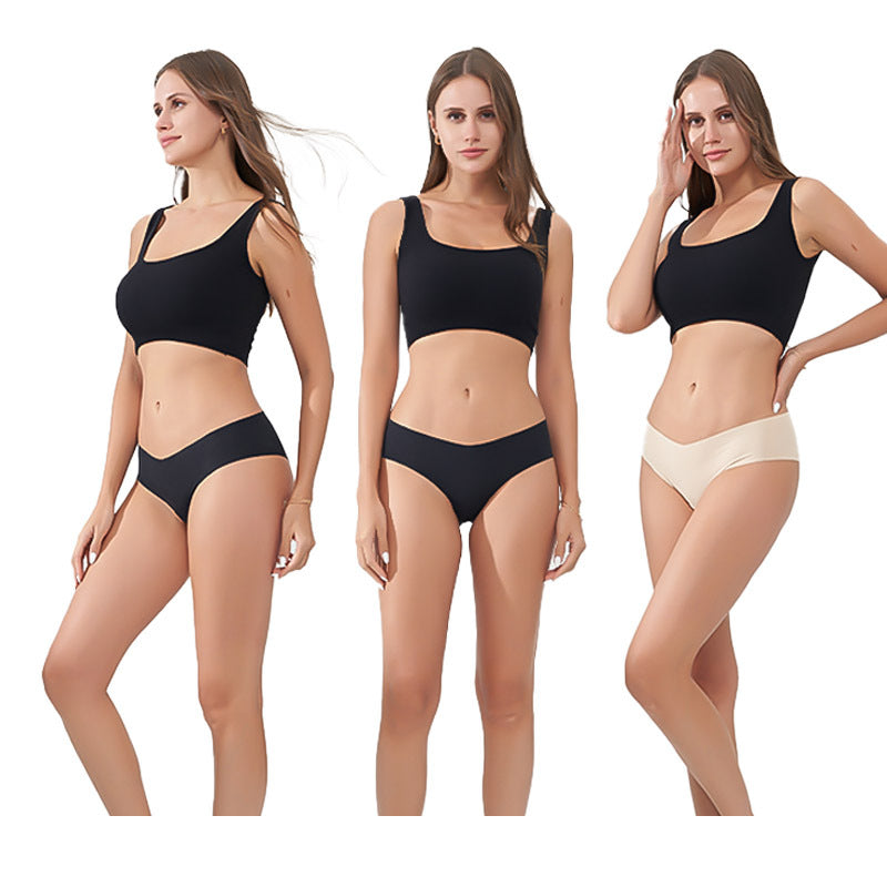 Freedombeauty | European and American New Women's Seamless Panties Low Waist Sexy Shorts Sewing Ice Silk Breathable Briefs Generation Hair