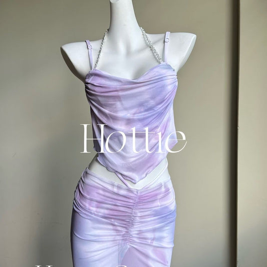 freedombeauty|Island Vacation Atmosphere Bikini Long Dress Three-Piece Set Underwire Gathered Sexy Backless Two-Piece Bikini Swimsuit