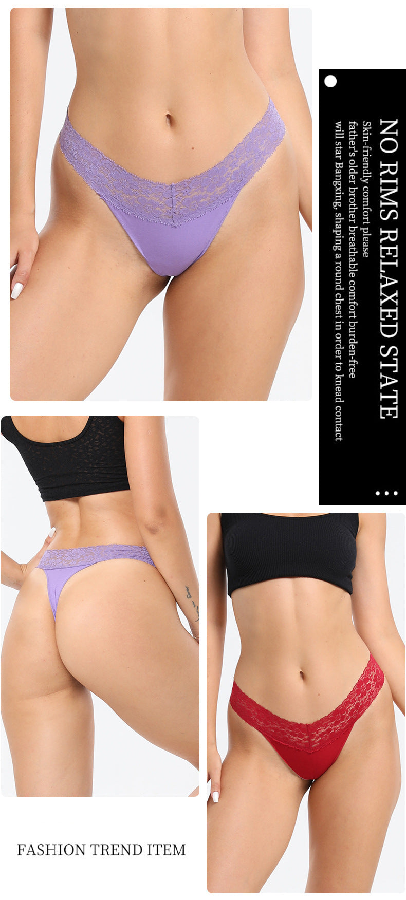 Freedombeauty | New Panties Cotton Women Lace Sexy Low Waist Seamless Breathable Invisible Underpants Simple Female T-Back