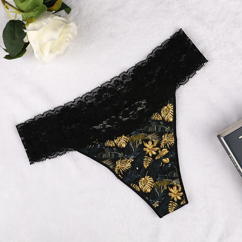 Freedombeauty | Women's Lace Panties Invisible Knitted Pure Desire Sexy Low Waist T-Back Breathable Super Short Shorts Support