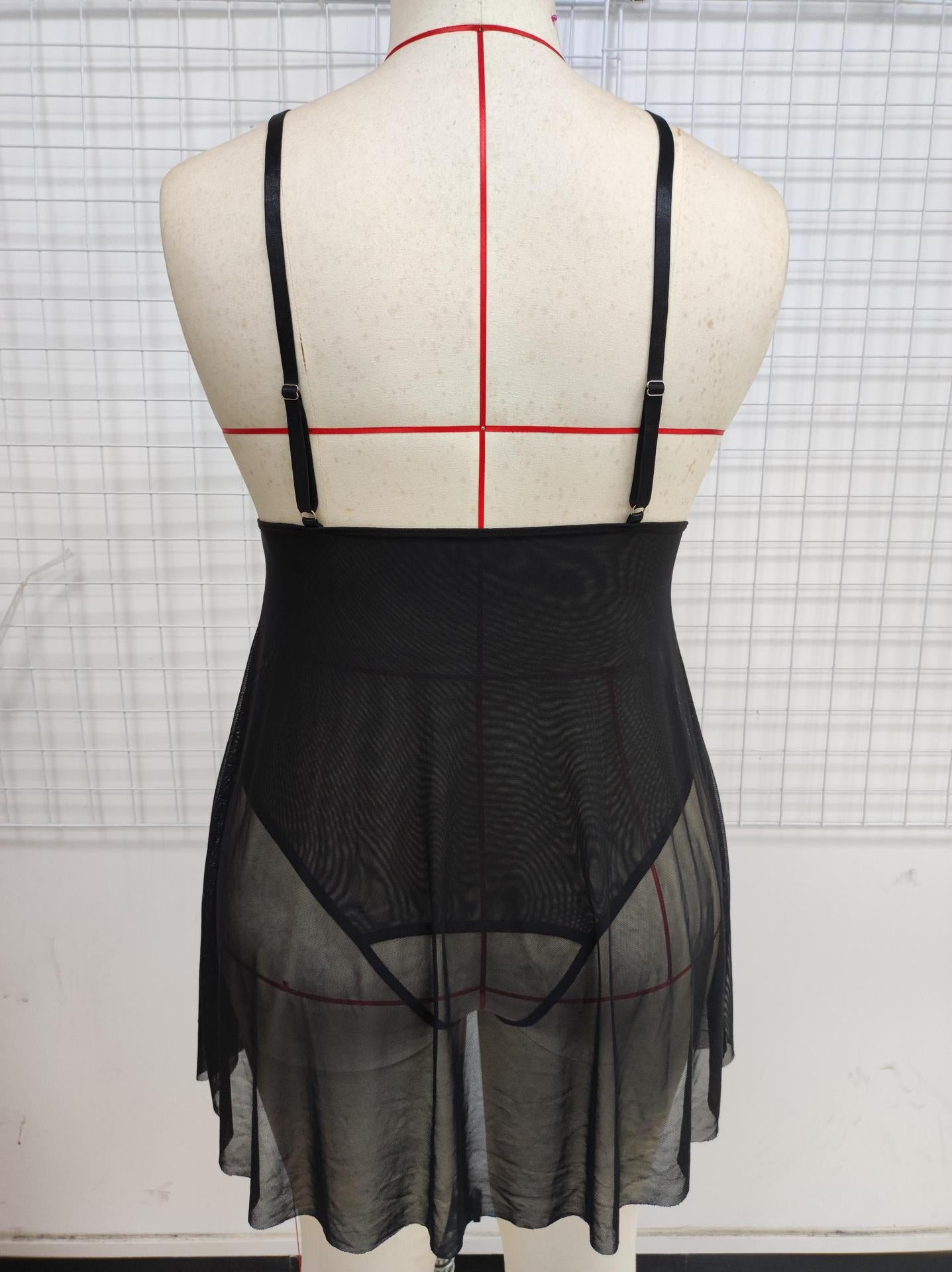 Freedombeauty | High-End New European and American Popular Plussize Women's Sexy Lingerie See-through Lace Open Crotch Jumpsuit plus Size