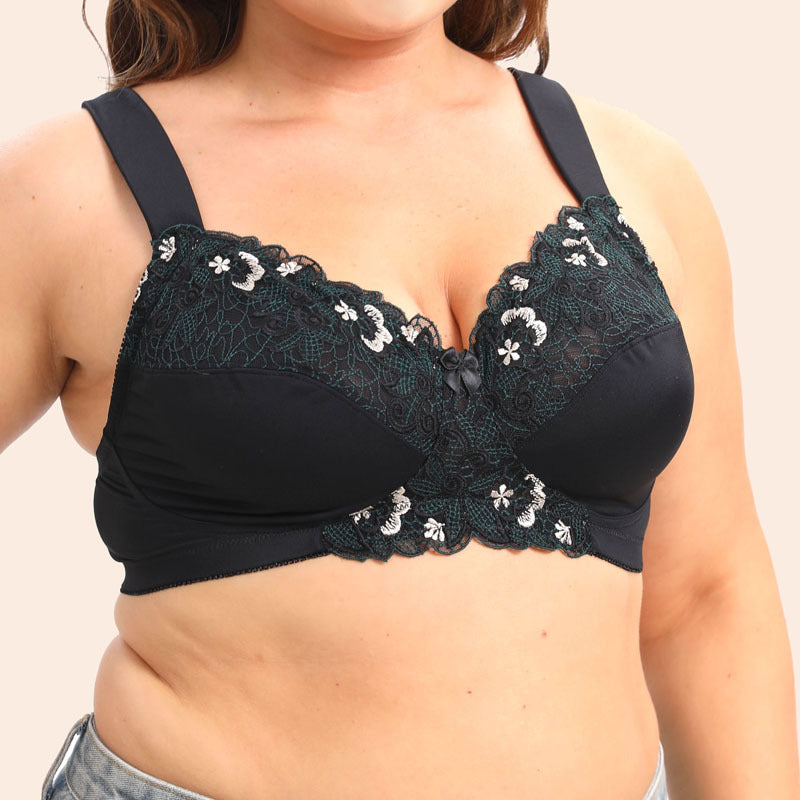Freedombeauty | Full Cup Sponge Sandwich Wide Shoulder Strap Wireless plus Size Bra 38d-44f