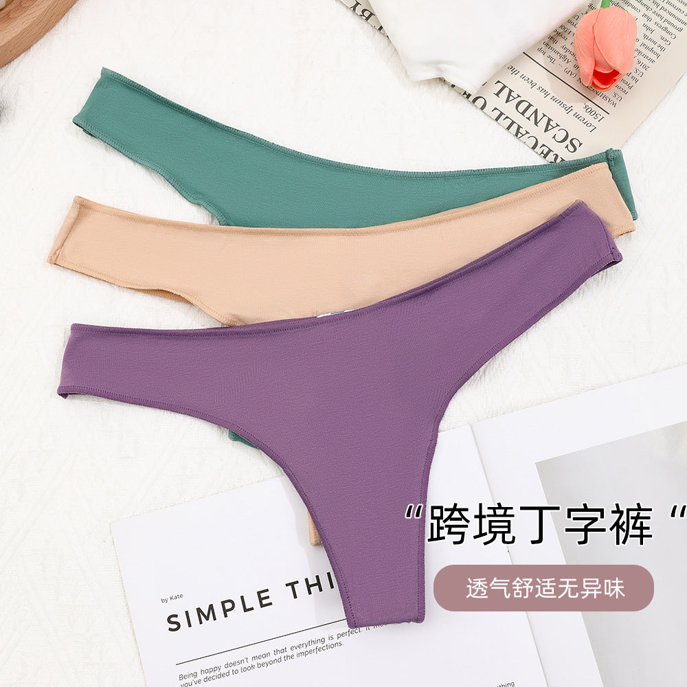 Freedombeauty | Women's Underwear Pure Cotton 2024 New Breathable Comfortable Candy Color Sexy Low Waist T-Back
