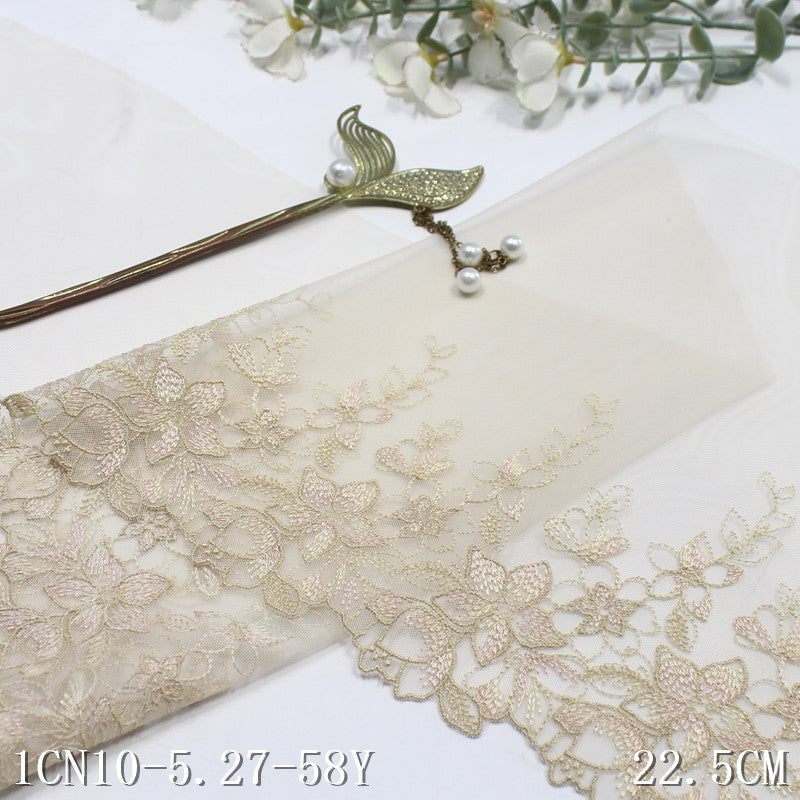 freedombeauty|Single Side Vintage Small Flower Lightweight Mesh Embroidery 22cm Clothing Home Textile Lace Trim DIY