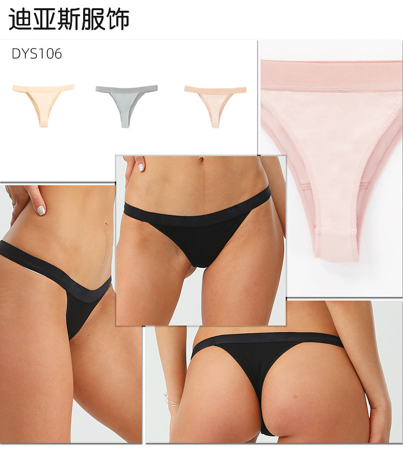 Freedombeauty | Dys106 Women's T-Back Thong Low Waist Panties European and American Hot Pure Cotton Briefs Comfortable and Sexy