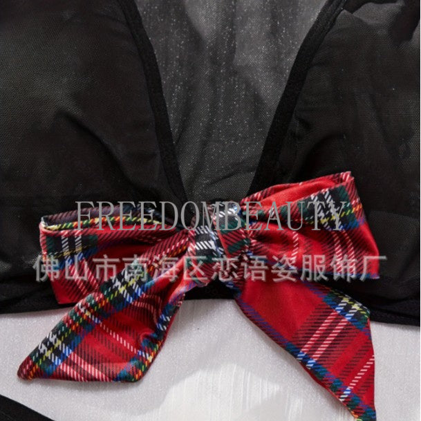 Freedombeauty | Internet Celebrity New Sexy Pajamas Plaid Skirt Sexy Uniform Suit Sexy Suit