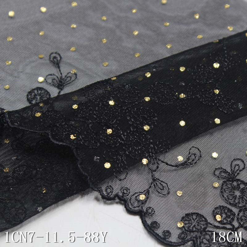 Freedombeauty | Black Classic Single Side Polyester Thread Spot Embroidery Lace DIY Accessories Curtain Mother Dress Lace