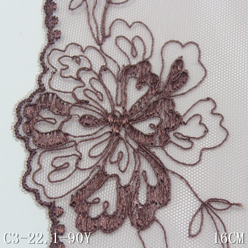 freedombeauty|Two-Color Single-Sided Vintage Floral Lightweight Stretch Embroidery 15cm Clothing Home Textile Lace Trim Accessories