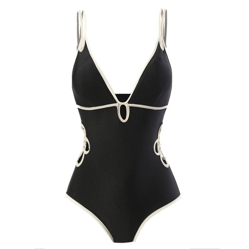 freedombeauty|It's troublesome| Teenage Qi High Cold Style Ins Style Hollow Out Slightly Sexy Slimming One-Piece Women's Niche High-End Swimsuit