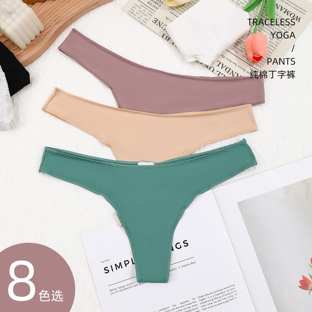 Freedombeauty | Women's Underwear Pure Cotton 2024 New Breathable Comfortable Candy Color Sexy Low Waist T-Back