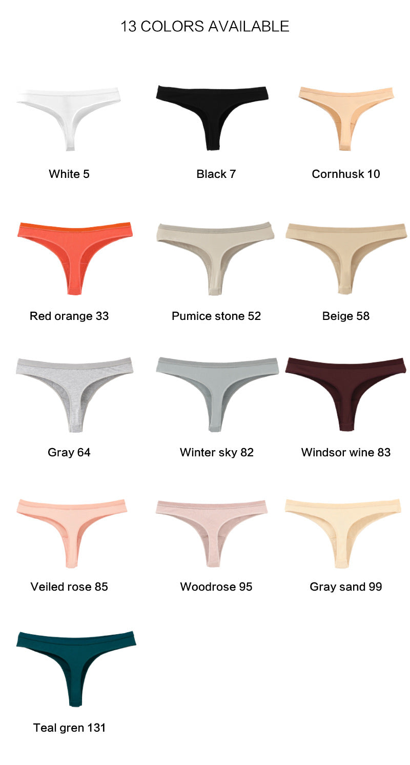 Freedombeauty | European Size Women's 100% Cotton Briefs Youth Sexy Thong Invisible Bikini Combed Cotton Support Briefs in Stock
