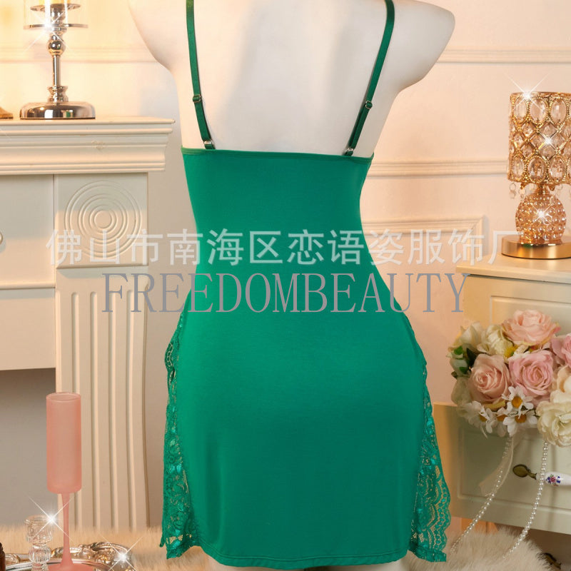 Freedombeauty | Fashion Sweet Pure Desire Style Sexy Charm Cute Strap Lace Stretch Sexy Sleepwear Nightdress
