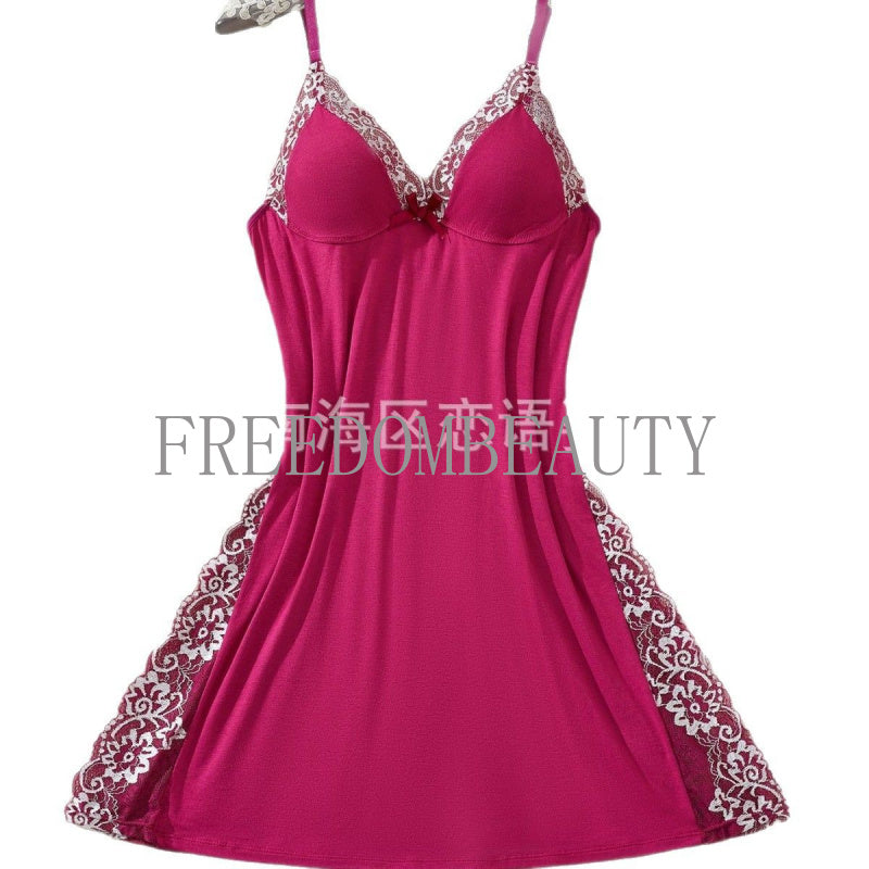 Freedombeauty | Sexy Fashion Charm Temptation Pure Desire Wind Women's Lingerie Strap Pajamas Nightdress Short Sleeve