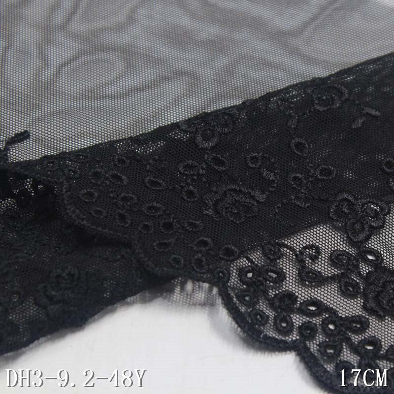 Freedombeauty | Black Single Side Small Flower Embroidery Pattern Lace DIY Handmade Curtain Sofa Cushion Accessories Lace
