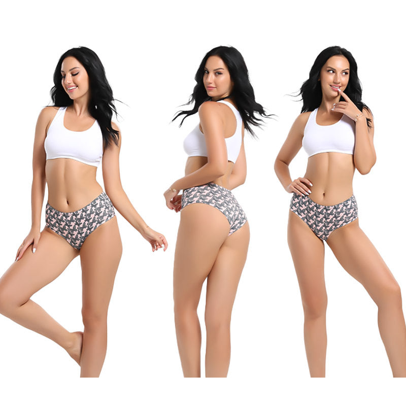Freedombeauty | T-Back Women's High-Elastic Butterfly Print Leopard Print Low Waist Pure Cotton Underwear Bamboo Velvet Comfortable Hip Lift