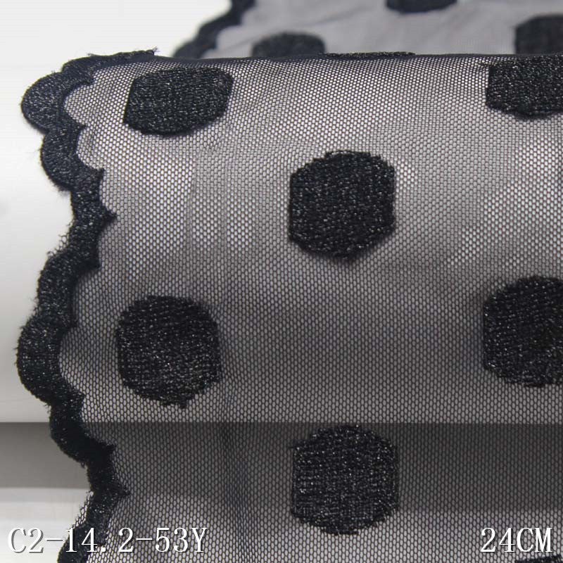 Freedombeauty | Black Mesh Spot Polyester Thread Embroidery Lace Accessories Curtain Clothing Accessories Textile Accessories