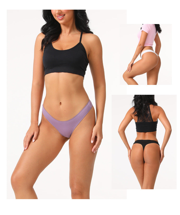 Freedombeauty | Women's Underwear Pure Cotton 2024 New Breathable Comfortable Candy Color Sexy Low Waist T-Back