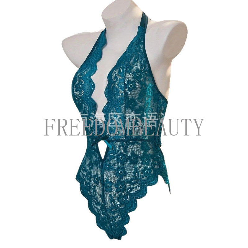 Freedombeauty | Sexy Pure Style Pajamas See-through Jumpsuit Sexy Lingerie Lace