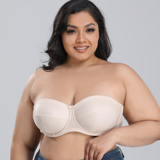 Freedombeauty | Sponge-Free Ultra-Thin Non-Slip Bra Undergarment Underwear Summer Versatile Big Chest Show Little European and American Style Bra DEFG Cup